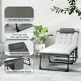 thumbnail image 6 of Outsunny 2 Pieces Outdoor Lounge Chairs, 5-Level Reclining Outdoor Chaise Lounge, Folding Tanning Chair with Cushion for Beach, Poolside, Gray, 6 of 9