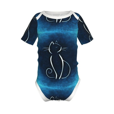 

Yiaed Cat Sketch Print Infant Climbing Short Sleeve Onesie One-Piece Baby Bodysuit Clothes 0-12 Months -18 Months