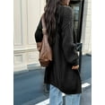 thumbnail image 5 of Long Sleeve Cable Knit Long Cardigan for Women Fall Winter Chunky Open Sweaters Black S, 5 of 8