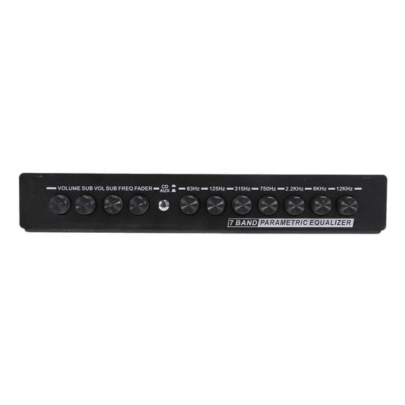 2X 7-Band Car Audio Equalizer, Adjustable 7 Bands EQ Amplifier Graphic Equalizer with CD/AUX Input Select Switch,Black