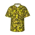 thumbnail image 2 of Picia Yellow Butterflies Gentle Cotton Regular Fit Short Sleeve Casual Hawaiian Shirt for Men-Medium, 2 of 9