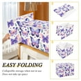 thumbnail image 4 of Large Lidded Bin Foldable Storage Baskets Butterflies Purple Boxes Cubes Lids with 2 Handles for Home Bedroom Office 16.5"x12.6"x11.8", 4 of 7