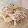 Mushroom and Character Peach Pattern Waterproof Tablecloth, Rectangular ...