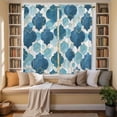 thumbnail image 2 of Blue Geometric Moroccan Kitchen Curtains 63 Inch Length, Abstract Blue Ombre Modern Tiers Curtains for Living Room Berdoom Bathroom, Light Filtering Drapes Window Treatment 2 Panels 42"Wx63"L, 2 of 8