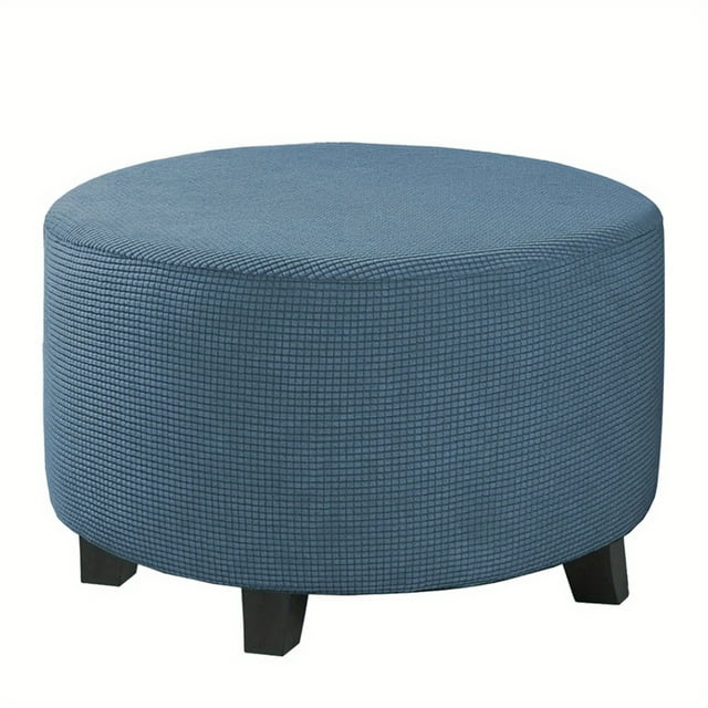 CNKOO 1pc Contemporary Round Ottoman Footstool Cover Stretchable Polyester and Spandex Blend Machine Washable Non-Slip Grip Elastic Band Closure 180-200gsm Weight - Small Size ZZZ