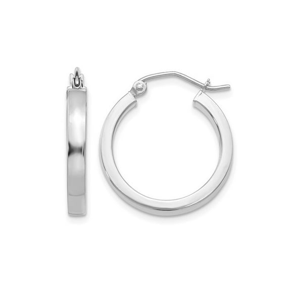 Gem & Harmony 14K White Gold Hoop Earrings 20mm for Women