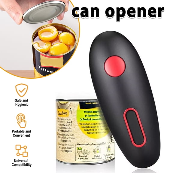 Electric Automatic Can Opener, One Touch Hands Free Battery Operated Can Opener, Smooth Edge Safe Cut for Round/Square/Oval Cans, Portable Kitchen Gadget for Seniors & Arthritic Hands