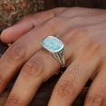 thumbnail image 2 of Rainbow Fire Opal 925 Sterling Silver Men's Signet Gemstone Promise Boho & Hippie Ring Gift For Him, 2 of 2
