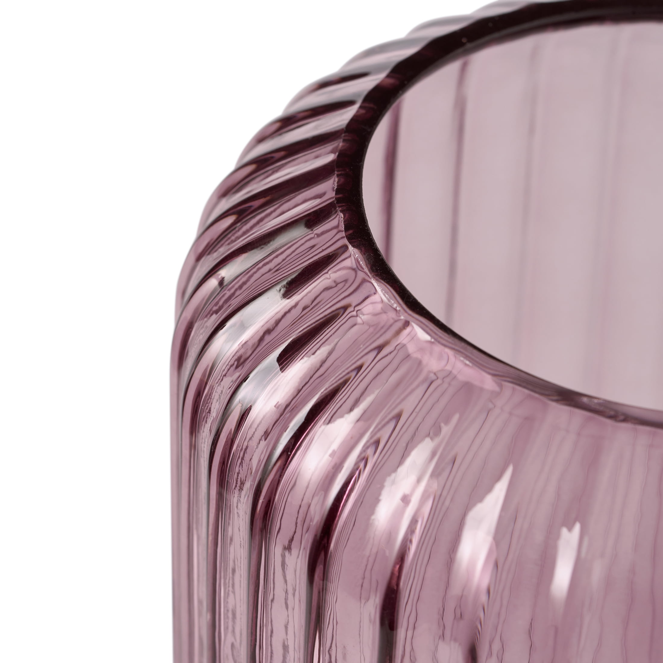 Better Homes & Gardens 9.8" Pink Ribbed Cylinder Glass Vase