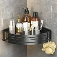 thumbnail image 2 of Shower Corner Shelf Storage Tray with Suction Cups Wall Mounted Shower Organizers Removable Toilet Corner Wall Shelf, 2 of 11