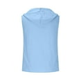 thumbnail image 6 of Lovskoo Men's Linen Shirts Casual Button Down Sleeveless Hooded Shirt V-Neck Loose Button Cotton And Linen Summer Blouse Tank Tops Light Blue, 6 of 7