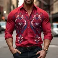 thumbnail image 1 of Nueva camisa tipo cárdigan con solapa y botones de manga larga de moda urbana para hombre, diseño creativo con estampado étnico, ropa para hombre, 1 of 6