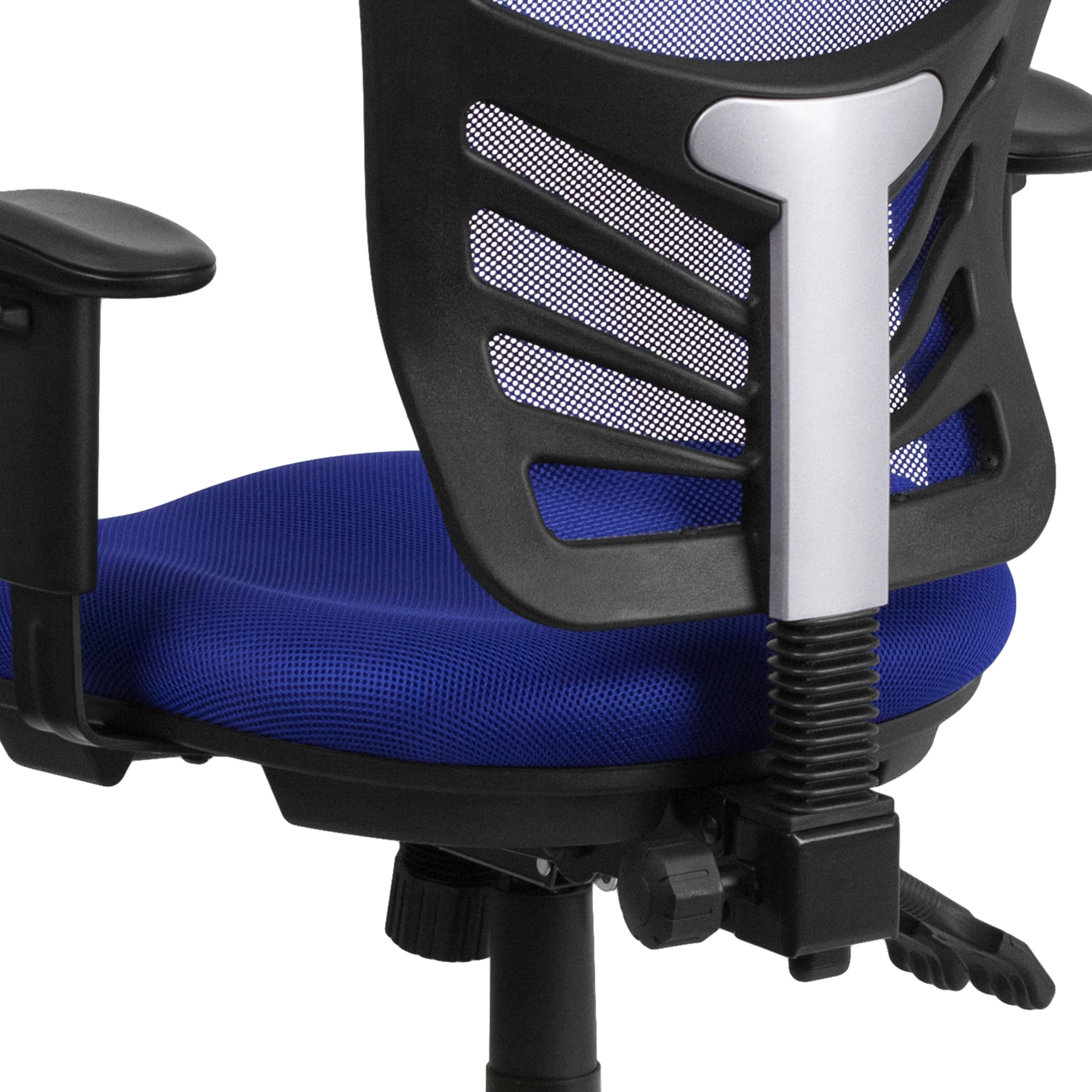 Emma + Oliver Mid-Back Blue Mesh Multifunction Ergonomic Office Chair with Adjustable Arms