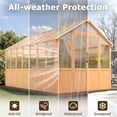 thumbnail image 5 of Erommy 8'x12' Wooden Greenhouse for Outdoors, Heavy Duty Walk-in Green House with Thickend PC Panel, 2 Adjustable Windows, 2 Doors and 24 Plant Hooks for Year-Round Outdoor Gardening, 5 of 11