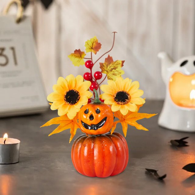 Decoración de Halloween, regalos de Halloween, accesorios de Halloween, decoración de Halloween, simulación de hoja de arce, calabaza, festival de cosechas de otoño, escena de festival fantasma, arreg