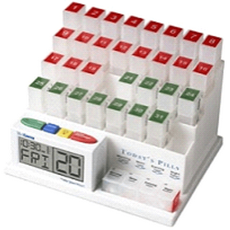 Pill Reminder Alarm - MedCenter 31 Day Pill Organizer Talking Alarm Clock Pill Reminder System