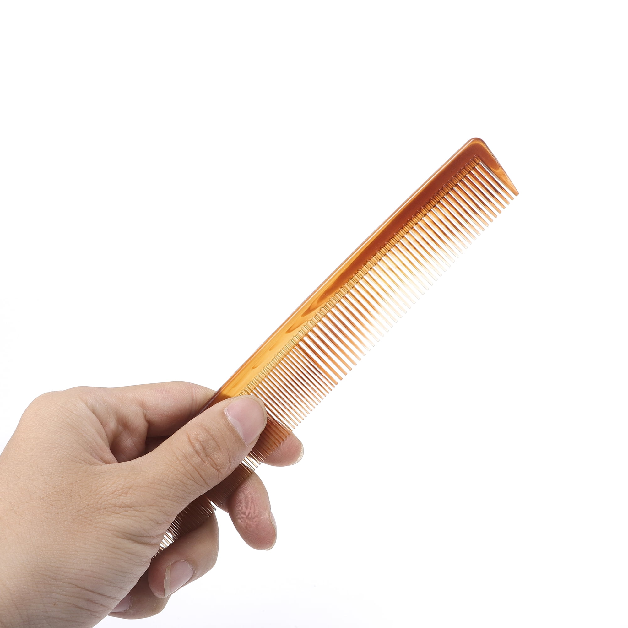 Unique Bargains One Piece Women Durable Two Color Flat Comb for Curly Hair Amber