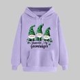 thumbnail image 2 of VBTAPA Women's St. Patrick's Day Hoodies Clover Shamrock Print Casual Sweatshirt Drawstring Long Sleeve Hooded Pullover Tops with Pocket Purple M, 2 of 6