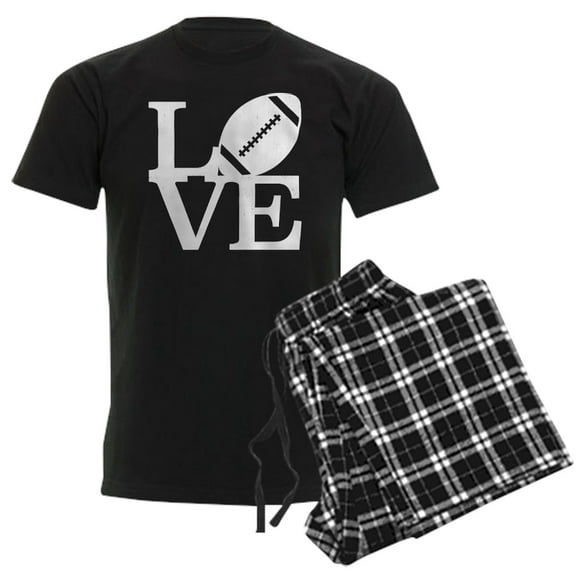 CafePress - Love Football Men's Dark Pajamas - Men's Dark Loose Fit Cotton Pajama Set