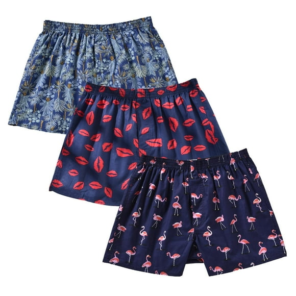 Calzoncillos tipo bóxer CINVIK Funny Kiss Print, 100% algodón, para hombre, paquete de 3