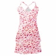 thumbnail image 1 of Jamicy Vêtements de Maison pour Femmes Ensemble Mode Saint-Valentin Pyjamas Décontractés Imprimé Colorblock Ourlet à Volants Ensemble de Vêtements de Nuit pour Femmes Pyjamas à Bretelles, 1 of 5
