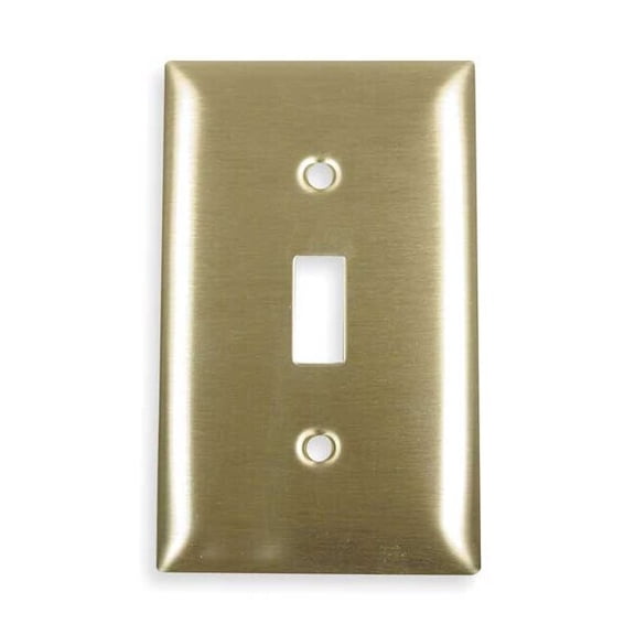 Toggle Switch Wall Plates, Number of Gangs: 1 Brass, Brushed Finish, Brass