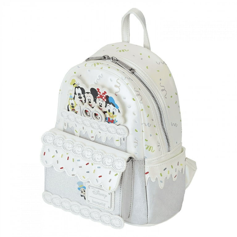 ☆Disney100周年限定Loungefly Celebration CakeミニBackpack☆ Loungefly Disney100 Celebration Cake Mini Backpack, White