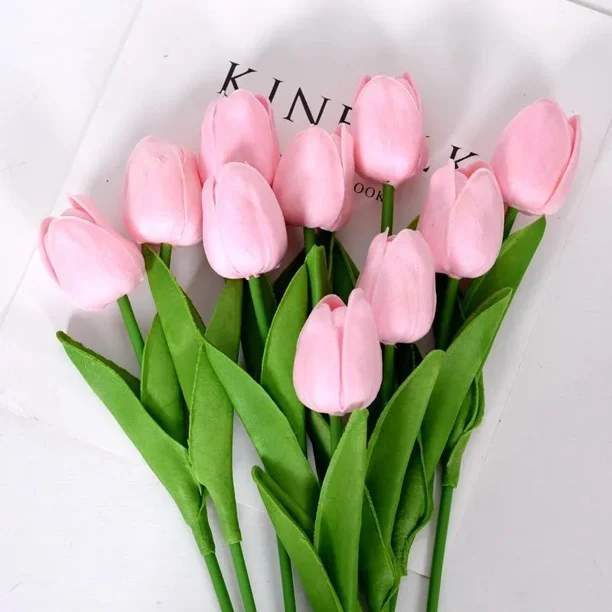 10 piezas de flores de tulipán artificiales, ramo de tulipanes de espuma de PE, flores falsas para decoración de ceremonias de boda, ramo decorativo para el jardín del hogar