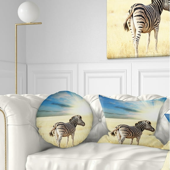 Designart 12" x 20" Blue Polyester Throw Pillow