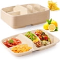 thumbnail image 3 of 25 PCS Disposable Taco Holders, Bagasse Pulp 2-Slot Taco Plate with Side Compartments, Safe Plant Fiber Tray for Taco Tuesday, Party, Sandwich, Hot Dog, Sauce & Snack Serving, 3 of 8