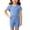 Blue, variant on Girls Summer Pajama Sets, Lapel Collar 2-piece Comfy Short Sleeve Girls' Sleepwear Pink Size 7-8