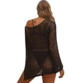 thumbnail image 5 of Vinsonshop Swimwear Cover Ups for Women Long Sleeve Oversized Crochet Mesh Dress Hollow Out Bathing Suit Tunic Swimsuit Pullover Tops Summer Vacation Outfits Black XL, 5 of 5