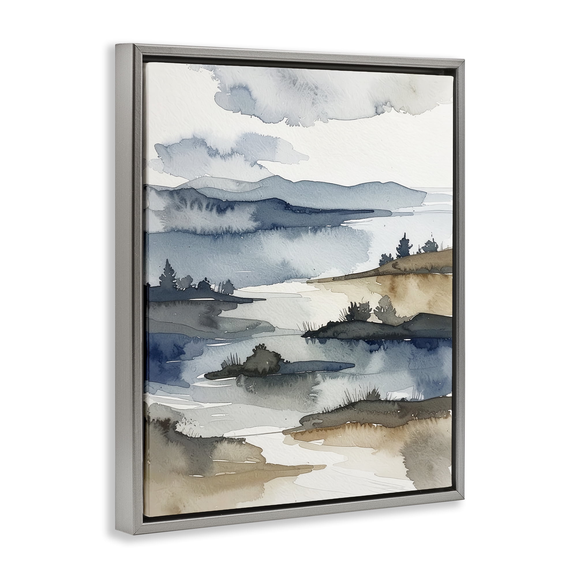 Stupell Industries The Flow Of Water Gray Framed Floater Canvas Wall Art, design by Alonza Saunders