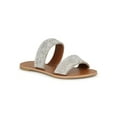 thumbnail image 1 of Qupid Rhinestone Double Strap Flat Slide Sandal 19981, 1 of 6