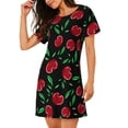 thumbnail image 2 of Vsdgher Motif Cerise Chemise de Nuit à Manches Courtes Col Rond Mignonne Robe de Nuit Confortable, 2 of 6