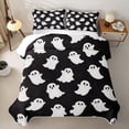 thumbnail image 2 of Homewish Cute Halloween Ghost Twin Quilt Set,3D Cartoon Pattern Twin Coverlet Set,Black White,2 Pieces, 2 of 7