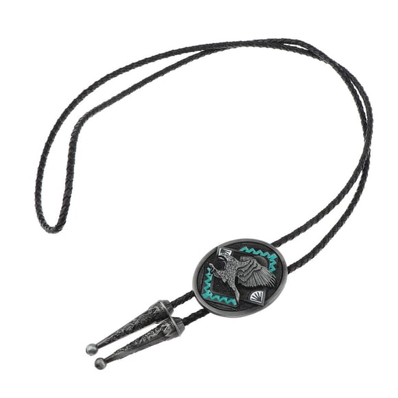 Decodeary Vintage Leather Bolo Tie Necktie Western Indian Jewelry Eagle Necklace