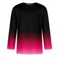 thumbnail image 3 of Huresd Summer Shirts for Men 3/4 Sleeve Crew Neck T-Shirt Casual Loose Gradient Print Clothes Hot Pink 3XL, 3 of 4