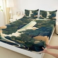 thumbnail image 3 of jejeloiu Bohemian Exotic Style Full Size Sheets,Japanese Scenery Waterfall Bed Sheets,Beige Brown Sheet Sets For Adults,Ultra Soft Home Decor,4 Pieces, 3 of 7