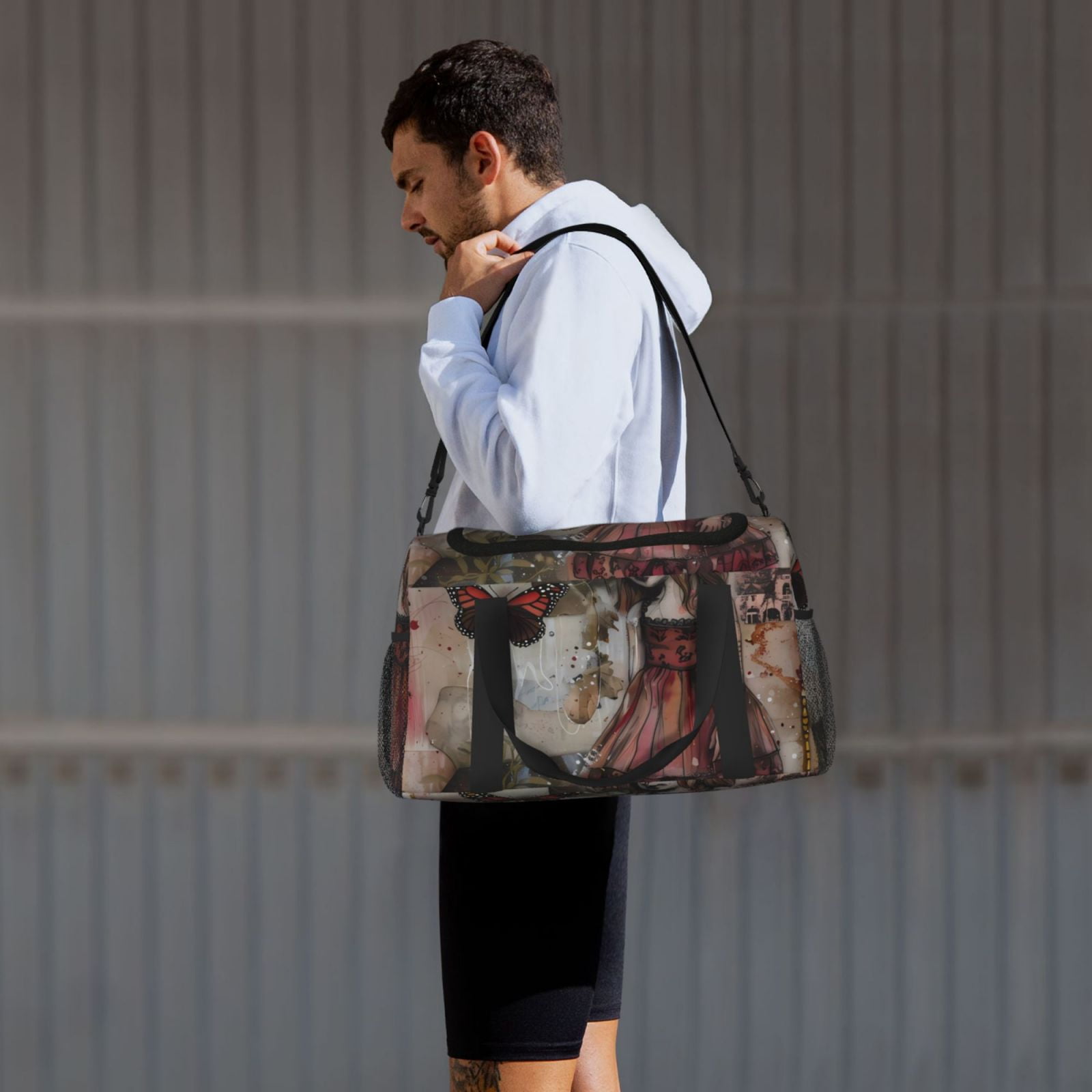 Fuzoiu Vintage Collage Girl Butterfly Print Travel Duffle Bag,Carry On Tote Bags,Duffel Bag,Sport Gym Bag, Hospital Bag for Labor and Delivery, Overnight Bag,Luggage Bag
