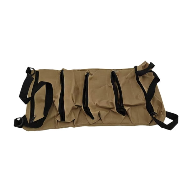 Bolsa organizadora de herramientas enrollable de tela Oxford, multiusos, portátil, impermeable, para almacenamiento Caqui