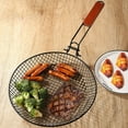 thumbnail image 6 of SPOORYYO Stainless Steel Folding Grill Basket with Wooden Handle - Outdoor BBQ Net for Evenly Grilled Vegetables and Meats, 6 of 7
