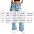thumbnail image 3 of Risckoth Women's Plus Size Drawstring Elastic Waist Jeans Straight Leg Loose Fit Side Pockets Solid Casual Long Pants S-2XL, 3 of 7