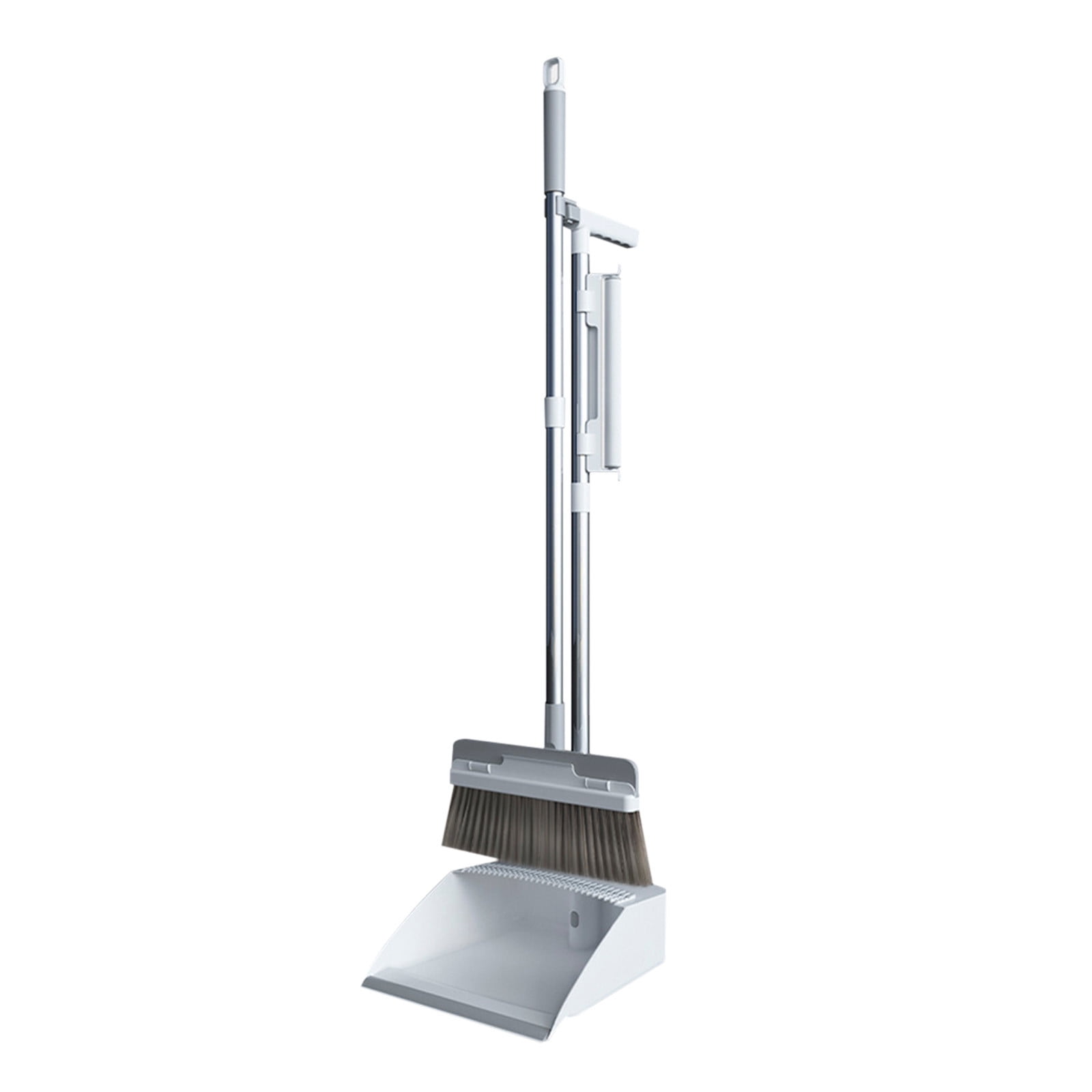 TIMIFIS Portable Broom Brooms Indoor 180° Rotatable Standing Storage Buckle Type Brooms and Dustpan Set with Scraping Teeth, Lint Sticker and Scraper Cleaning Suitable for Home Cleaning Supplies