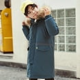 thumbnail image 2 of Mercatoo Hooded Puffer Jacket for Boys Girls 𝗙𝘂r Hood Zip Up Thicken Windproof Down Coat Winter Warm Mid Length Parka, 2 of 5