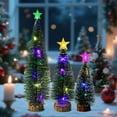 thumbnail image 3 of Selrti Mini Christmas Tree Small Artificial Snow Flocked Pencil Tree with LED Lights Tabletop Tree Ornaments with Wooden Base for Xmas Home Decor, 3 of 8