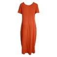 thumbnail image 5 of JIAYUE Women's Dress Loose Ankle-Length Plus Size Fashion Casual Solid Color Sexy V Neck Short Sleeve Pocket Long Trendy Female Dresses, 5 of 5