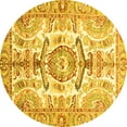 thumbnail image 1 of Ahgly Company Machine Washable Indoor Round Abstract Yellow Modern Area Rugs, 8' Round, 1 of 4