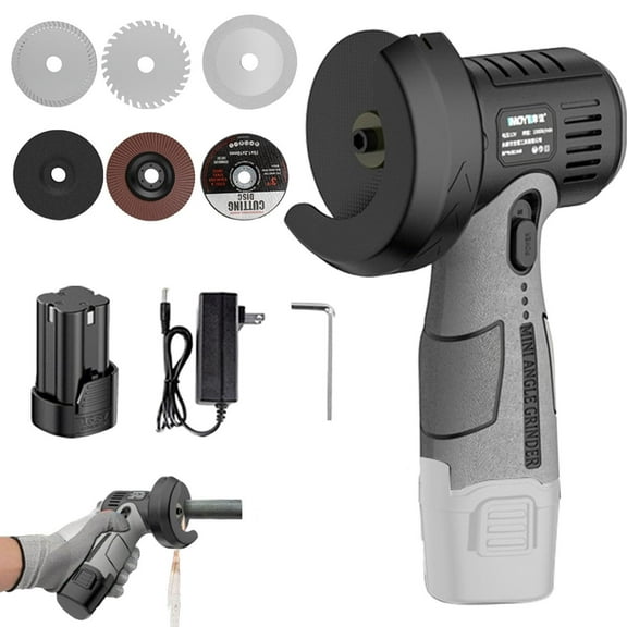 12V Mini Angle Grinder with Cutting Disc, 15000 Rpm Cordless Brush Angle Grinder Kit, Portable Handheld Angle Grinding Tool with Batteries and Charger for Cutting Polishing