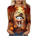 thumbnail image 2 of Zorckvet Women's T-Shirt - Ghost Print, 3/4 Sleeve & Crew Neck, 2 of 5